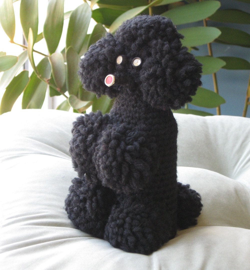 SALE - Vintage Crocheted Poodle Figurine (created from an old bottle) retro - kitsch - dog - collectible