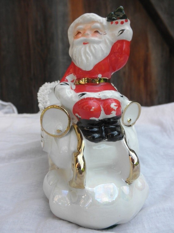 NAPCO Ceramic Christmas SANTA CLAUS PlanterMade by JunqueDuJour