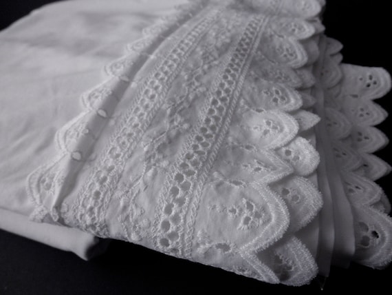 vintage Wamsutta twin FLAT SHEET white eyelet by JunqueDuJour