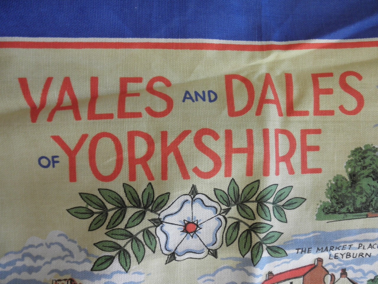 Vintage Cotton Souvenir YORKSHIRE DISH TOWEL Unused