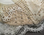 4 vintage LACE doilies and table runners - off white, fine detailing, lace - reclaimed lace, recycle, repurpose, reuse - 0905A