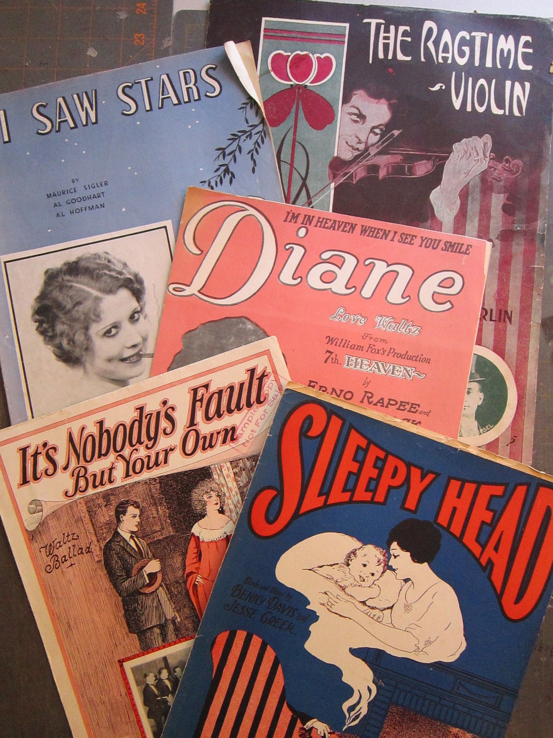 SALE - antique sheet music - circa 1901 to 1943 , rosary, dodo, dixie, diane