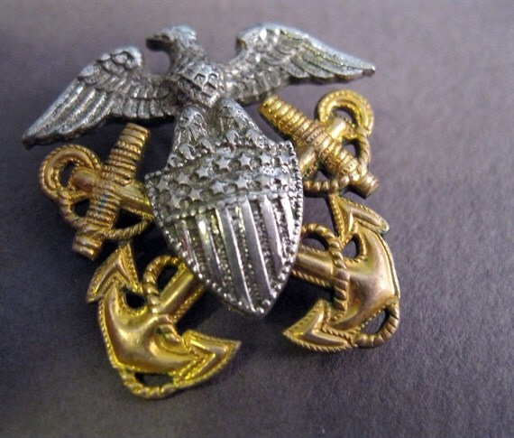 vintage military pin Navy Eagle pin missing pin by theartfloozy