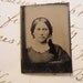 SALE - antique mini gem tintype photo - beautiful WOMAN with hair tassle - late 1800s, ferrotype - GTA20