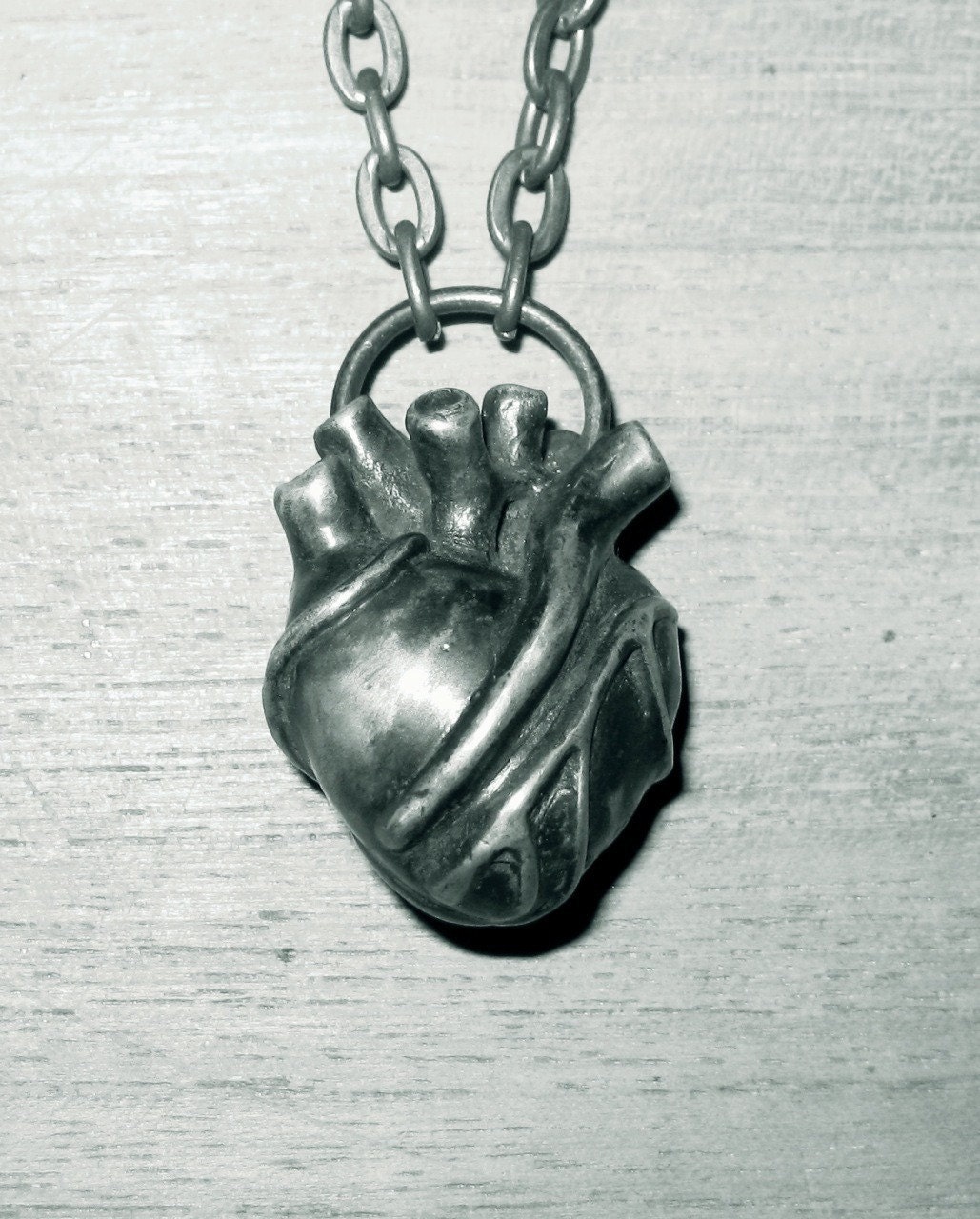 Large anatomical heart solid brass antique patina super detailed nice weight.