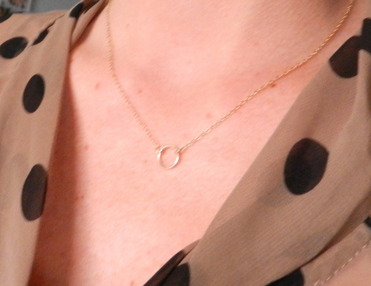 Gold circle necklace, gold fill, minimal modern jewelry