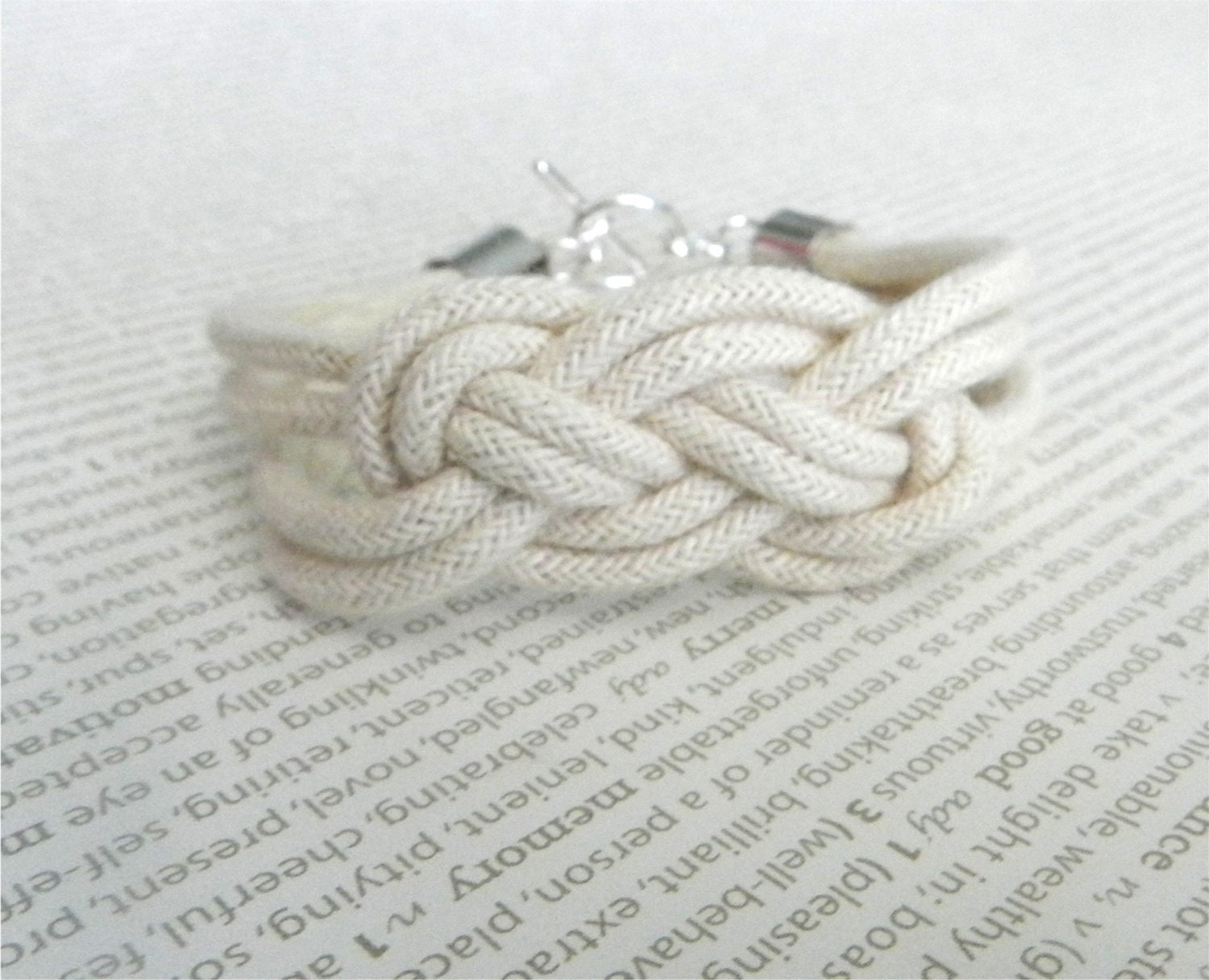 Rope bracelet with silver toggle, tie the knot, modern friendship bracelet