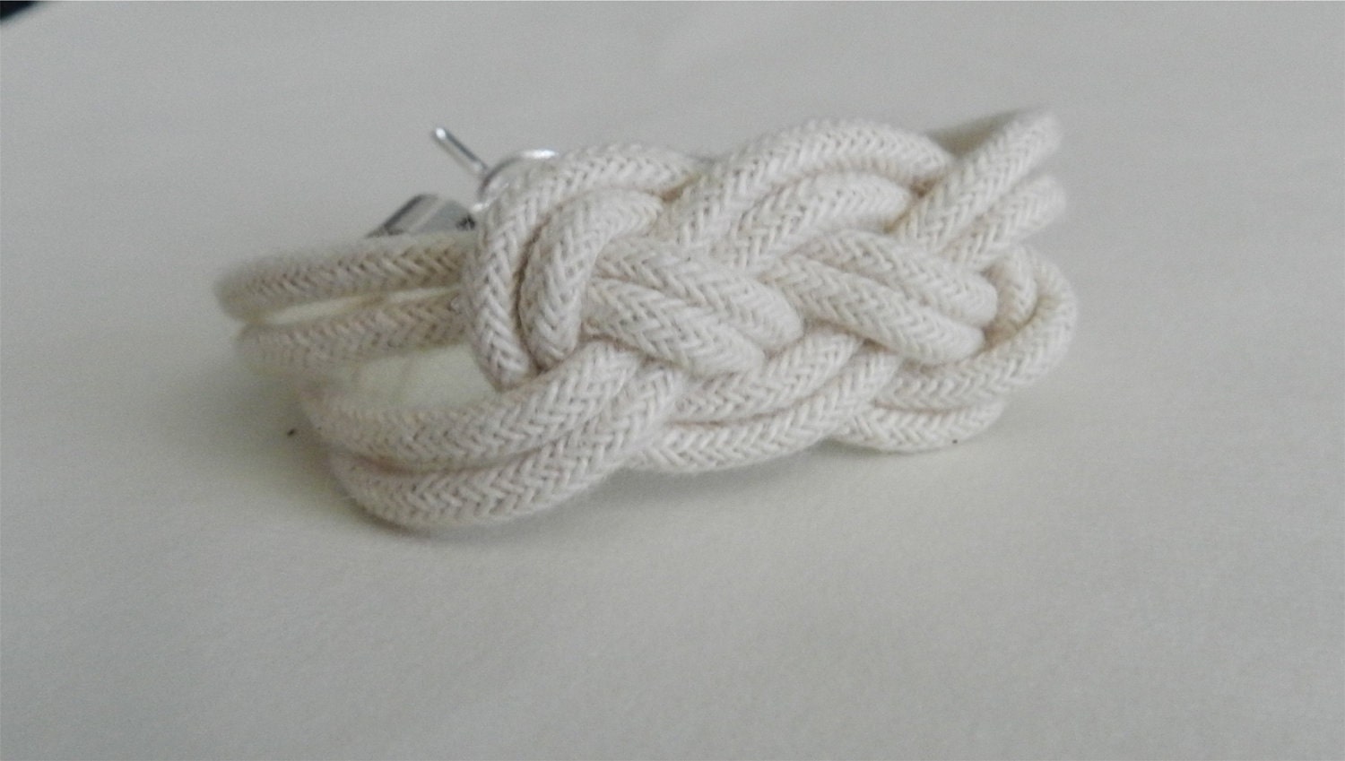 Rope bracelet with silver toggle, tie the knot, modern friendship bracelet