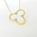 SALE Quatrefoil necklace in gold and turquoise, lucky clover, modern minimal jewelry