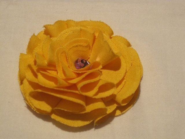 Bitty Blossom in Lemon Yellow Fabric Flower Hair Clip or Pin