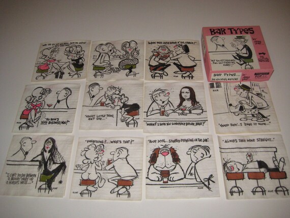 Vintage 60's Paper Cocktail Napkins With Funny by RustysRetro