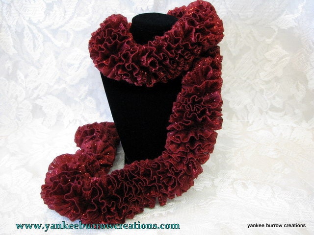 red sparkle ribbon knit scarf