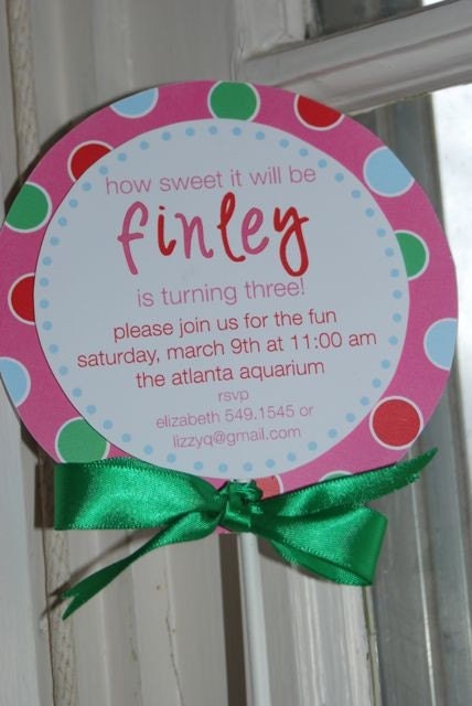Lollipop Birthday Party Polka Dot Invitation Cupcake Toppers Address Labels Gift Tags