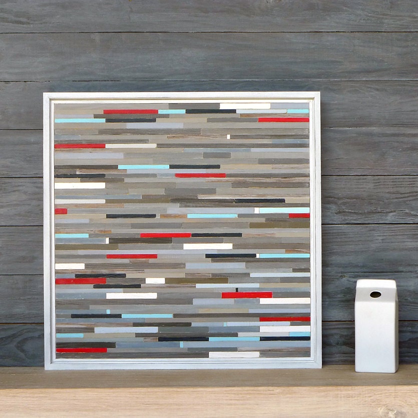 Wood Sculpture Wall Art, Distressed Abstract, 20x20