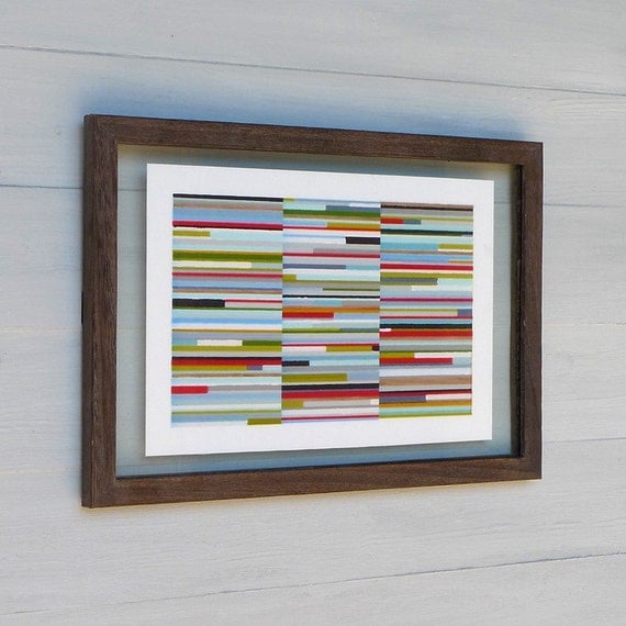 Framed 10 x 14 Giclee Print, Painterly Stripes