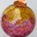 Art Glass Ball Yellow Gold & Pink Rose Ocean 5 inch Copper Wrapped for Hanging