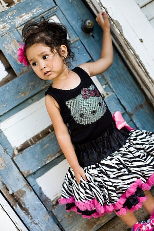 Hello Kitty Rhinestone Bling Tank Top, Short Sleeve, Long Sleeve or Onesie- Pettiskirt NOT INCLUDED
