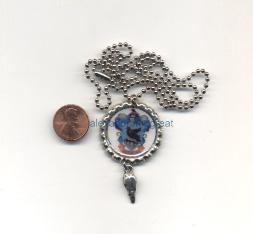 Harry Potter Inspired - Ravenclaw Crest 2 - Bottle Cap Necklace / Pendant / Charm / Cell Phone Strap - FREE SHIPPING