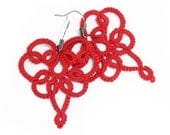 Heart fashion tatted red lace earrings lace jewelry SALE