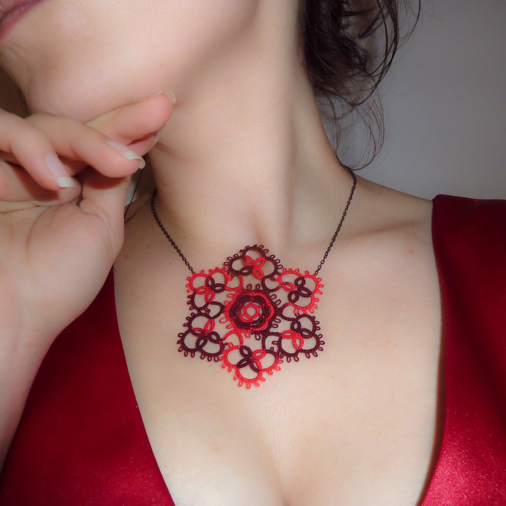 Lace fashion Red lace necklace