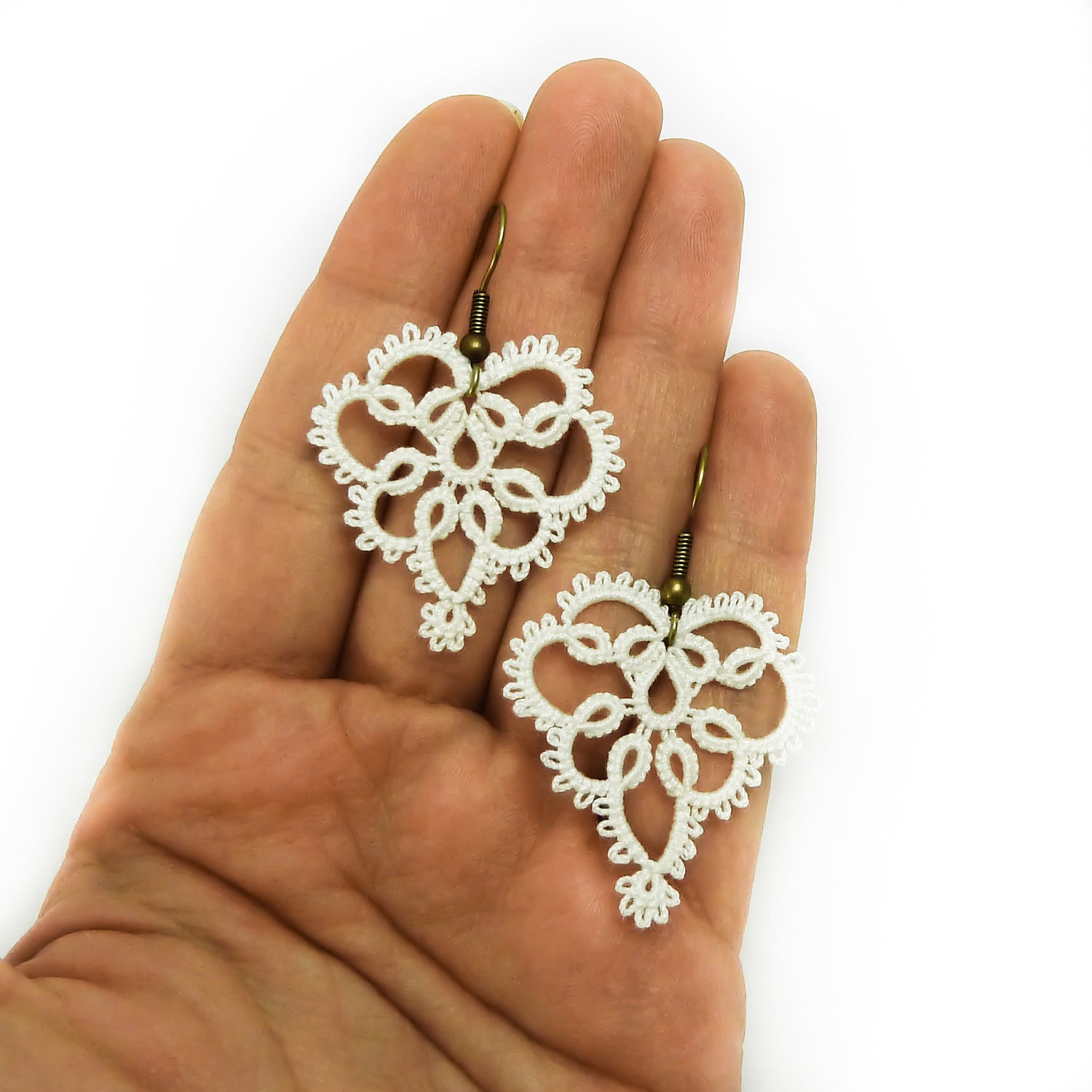 Wedding lace earrings long dangle ivory floral lace earrings - wedding lace jewelry - bridesmaid lace earrings