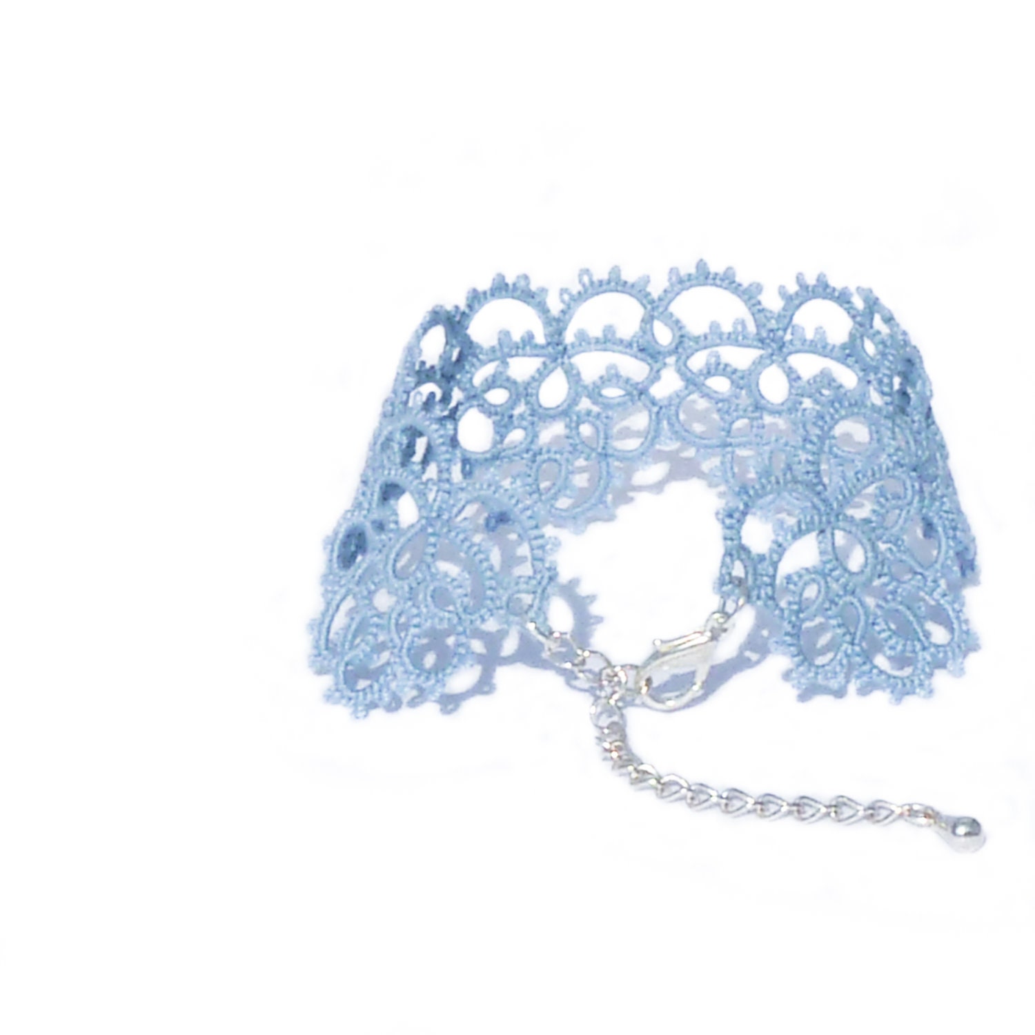 CLEARANCE - Luxurious dusk blue lace bracelet handmade lace cuff