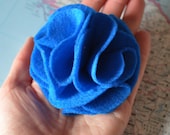 Electric Blue Felt Carnation Brooch
