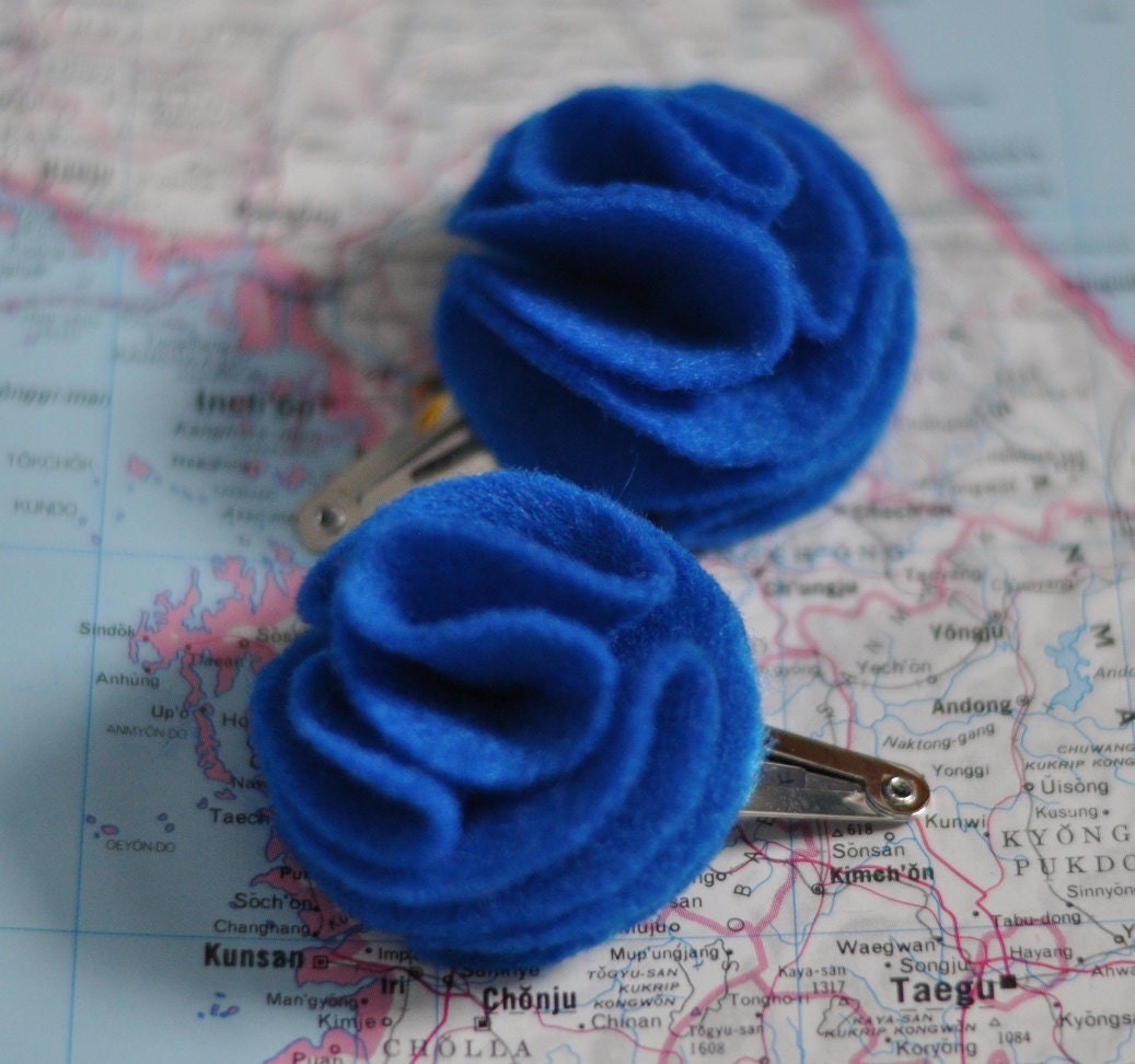 Brilliant Blue Felt Hair Clips
