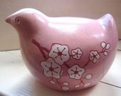 MAY 10% SALE Pink  Bird Garden Ornament clay terracotta