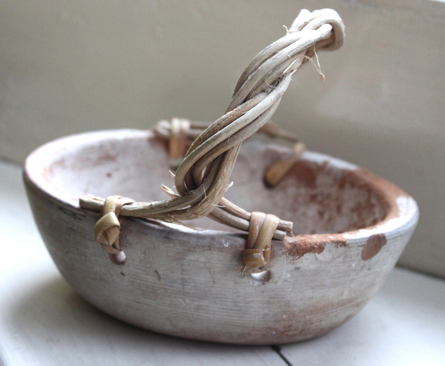 MAY 10% SALE Rustic clay basket natural, terracotta, garden, storage