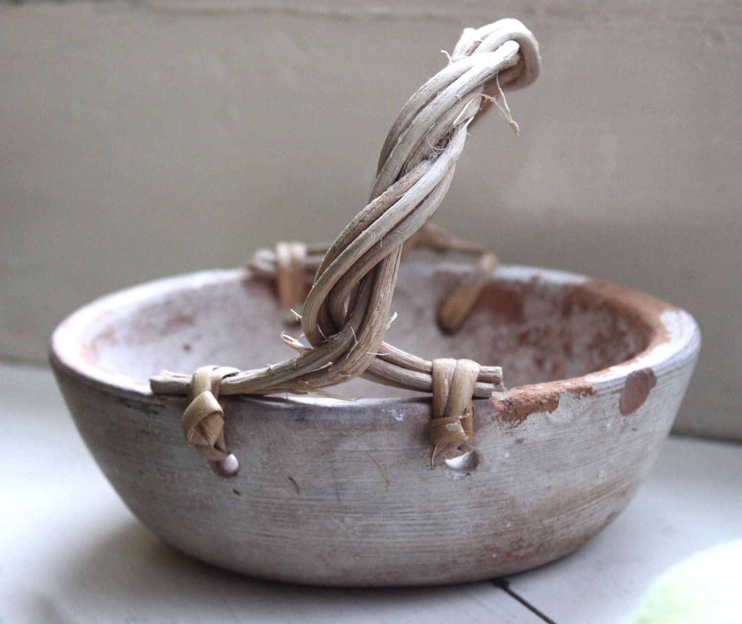 MAY 10% SALE Rustic clay basket natural, terracotta, garden, storage