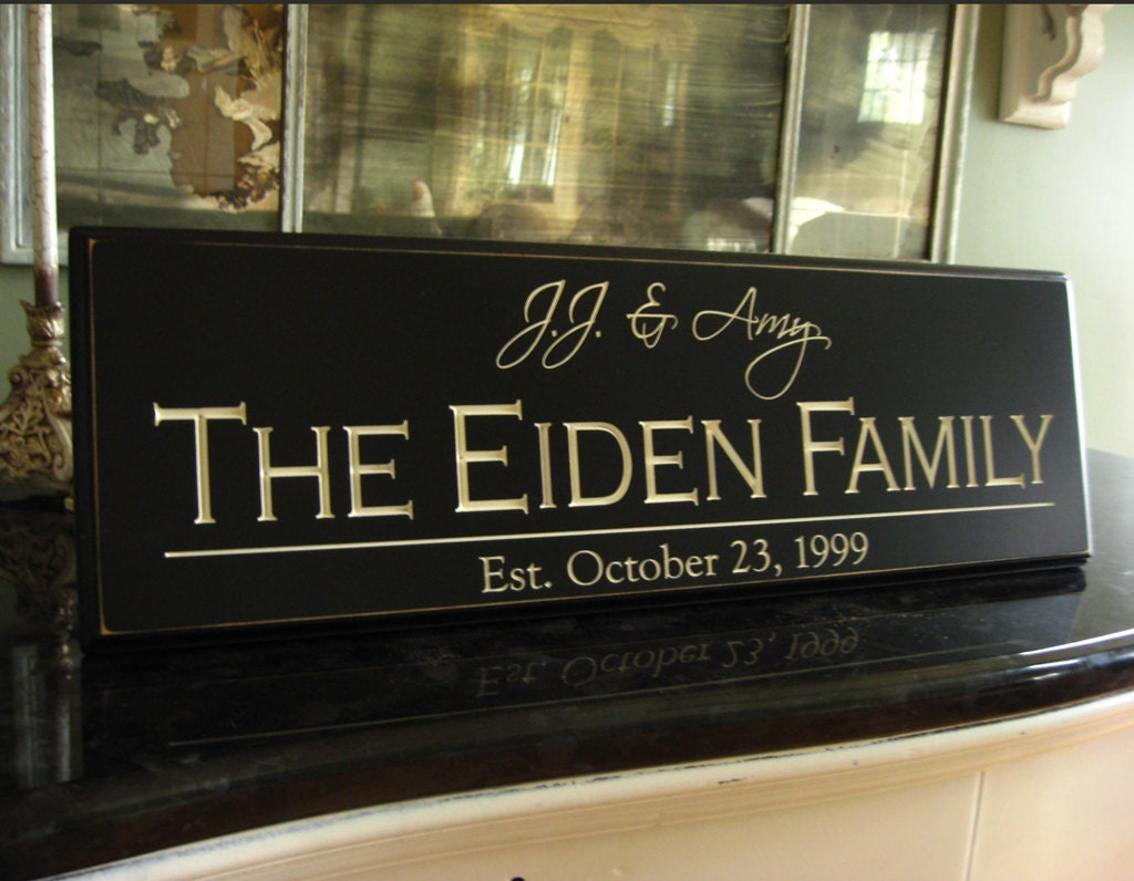 Our Family Name Sign 8 x 24 Family Name Sign Wedding Gift, Shower Gift, Anniversary