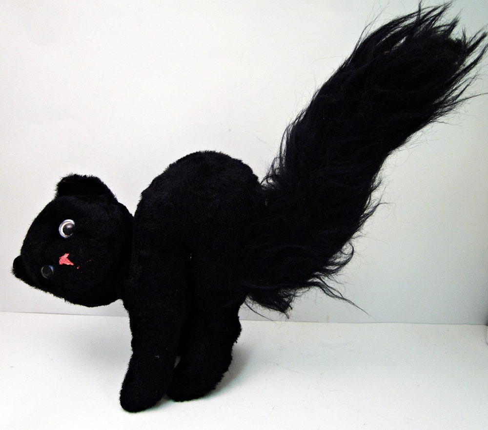 black stuffed cat toy