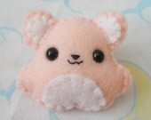 Pink and White Felt Bear Brooch