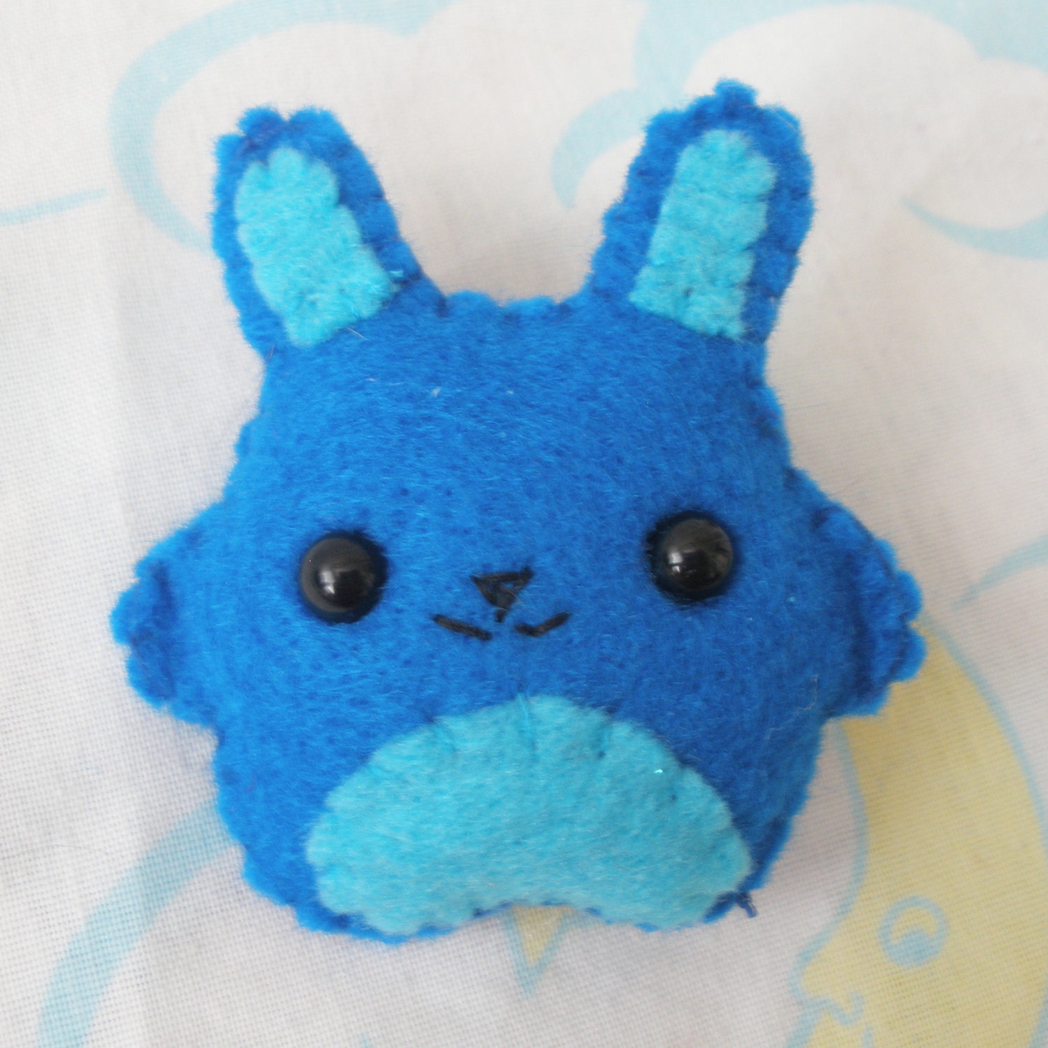 Blue and Teal Felt Bunny Brooch