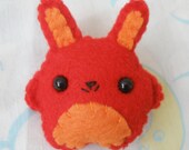 Red and Orange Felt Bunny Brooch