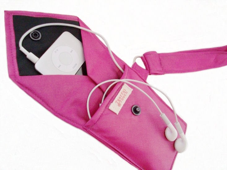 FABULOUSLY FUCHSIA Recycled Men's Silk Necktie 2-Pocket Gadget Holder Wristlet - (iPhone 3g/3gs/4 Blackberry Droid Palm HTC Samsung Sidekick iTouch iPod Zune MP3 Camera Case)