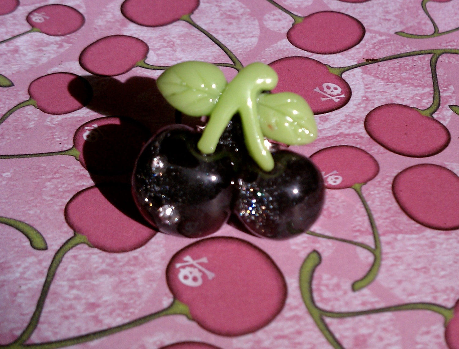 CLEARANCE SALE 25% OFF Back Cherry Resin Adjustable Ring