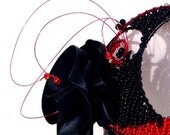 Rockabilly comb with satin flower, handmade