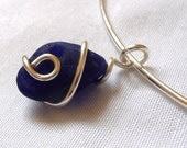 Sea glass choker, necklace, cobalt blue, silver, handmade