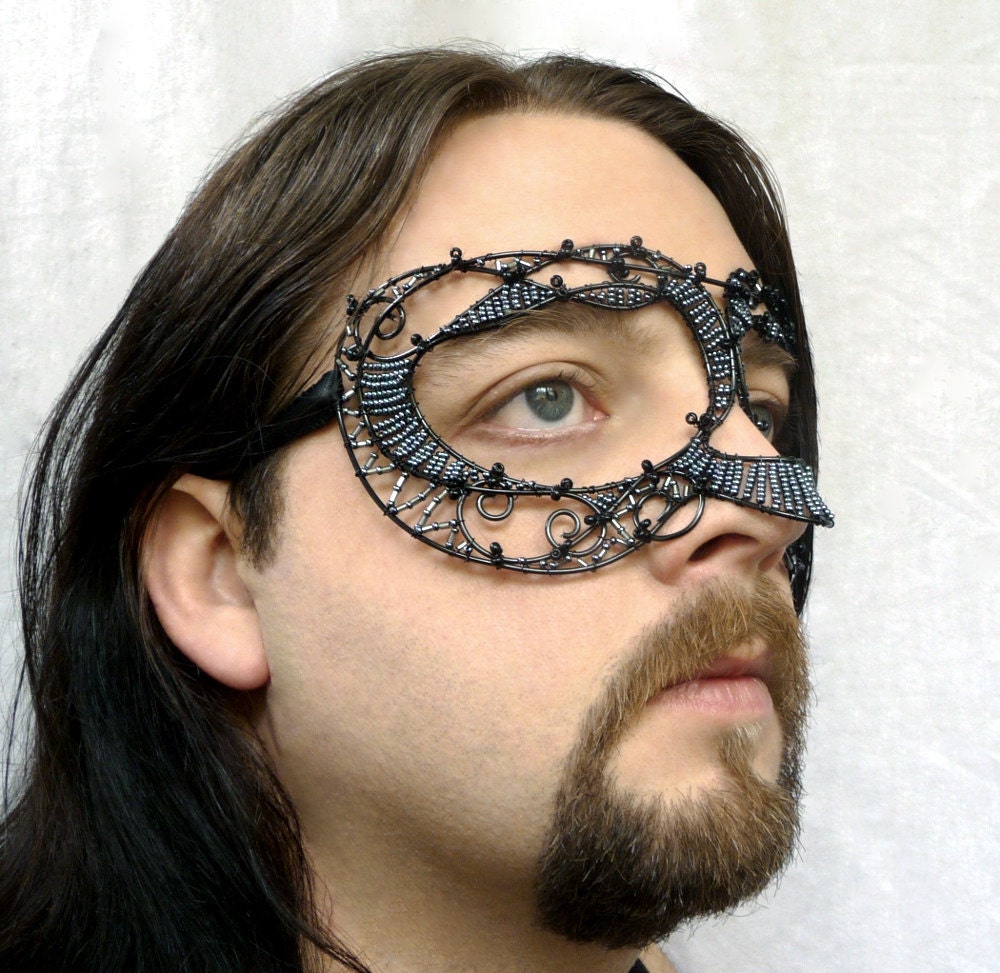 gothic mens masquerade mask, handmade