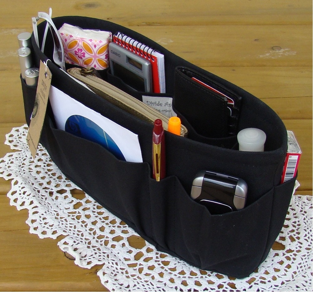 Purse insert ORGANIZER Shaper / Black / Extra by DivideAndConquer