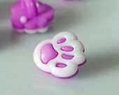 Purple Paw Print Buttons - 10pcs - plastic button w/ shank