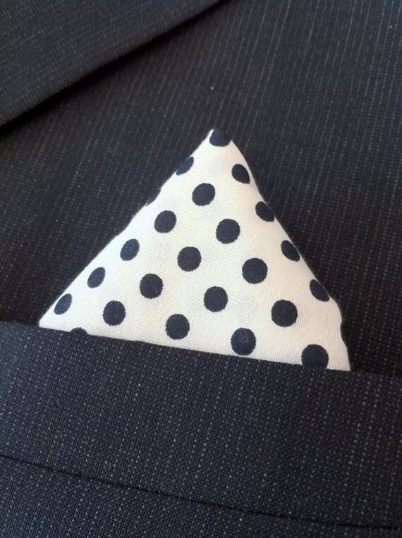 Items similar to Black and White Polka Dot Pocket Square on Etsy