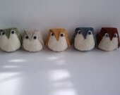 Owls in Fall and Winter colors- set of 5 small plush toys or decorations