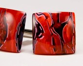 Scarlet Labyrinth Cuff Links - Handcrafted Cufflinks - Gifts For Him, Gifts For Her, Wedding Party Gift