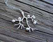 Sale - Silver Pearl Kissed Coral Branch -  gift, mother, wife, daughter, anniversary, birthday, sister, bridesmaid