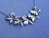 Sale - Silver Draped Orchid Necklace -  gift, wife, mother, sister, daughter, romantic, bridesmaid, birthday, anniversary