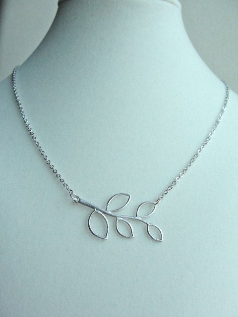 Silver Twig Necklace -  gift, delicate, feminine,  birthday, wife, mother, sister, daughter, bridesmaid, romantic
