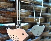 Silver Dangle Birdy Earrings -  gift, mother, sister, daughter, wife, friend, birthday, bridesmaid